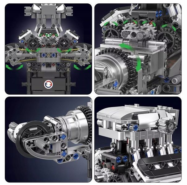 Конструктор двигатель  для взрослых и подростков моулд кинг McLaren V8 Mould King Technic моторизованный восьмицилиндровый мотор, 737 деталей 10206 10206 фото