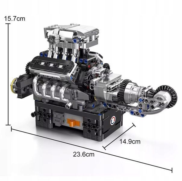 Конструктор двигатель  для взрослых и подростков моулд кинг McLaren V8 Mould King Technic моторизованный восьмицилиндровый мотор, 737 деталей 10206 10206 фото